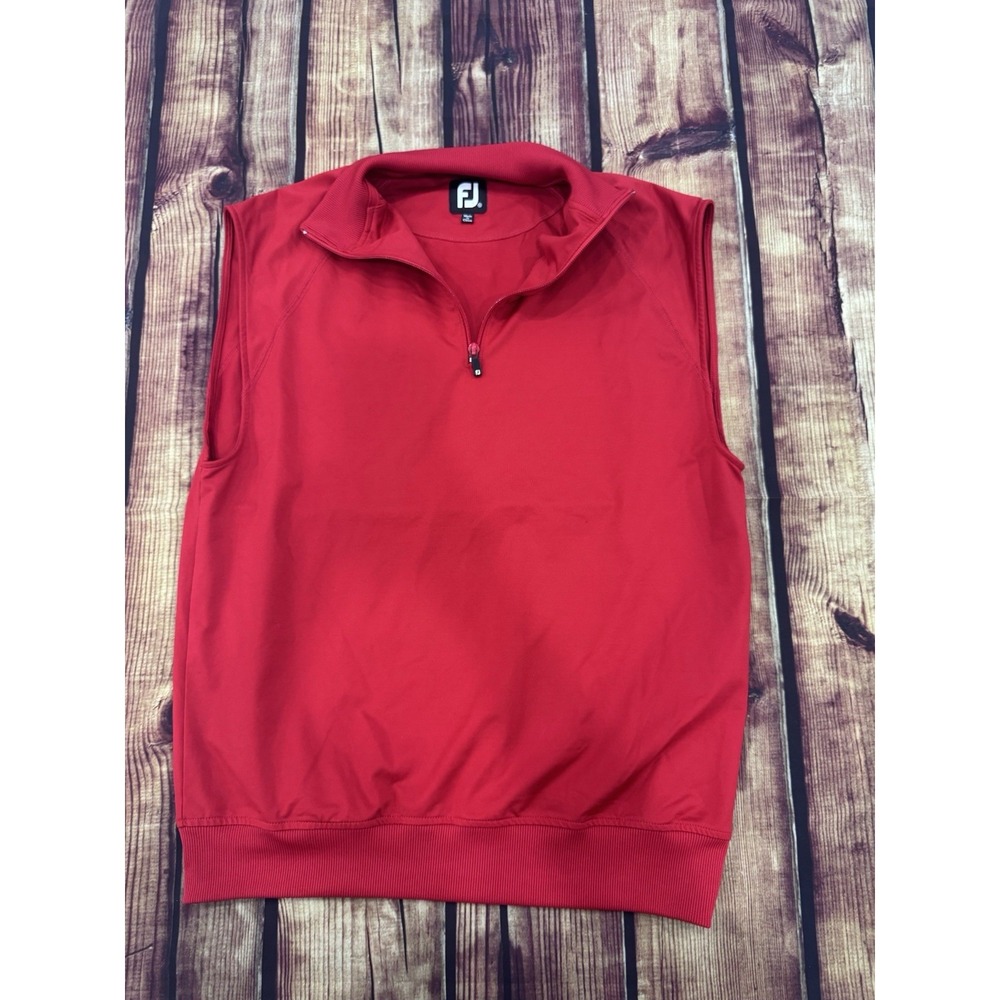 FootJoy FJ Men's 1/4 Zip Sleeveless Golf Vest S Red Polyester